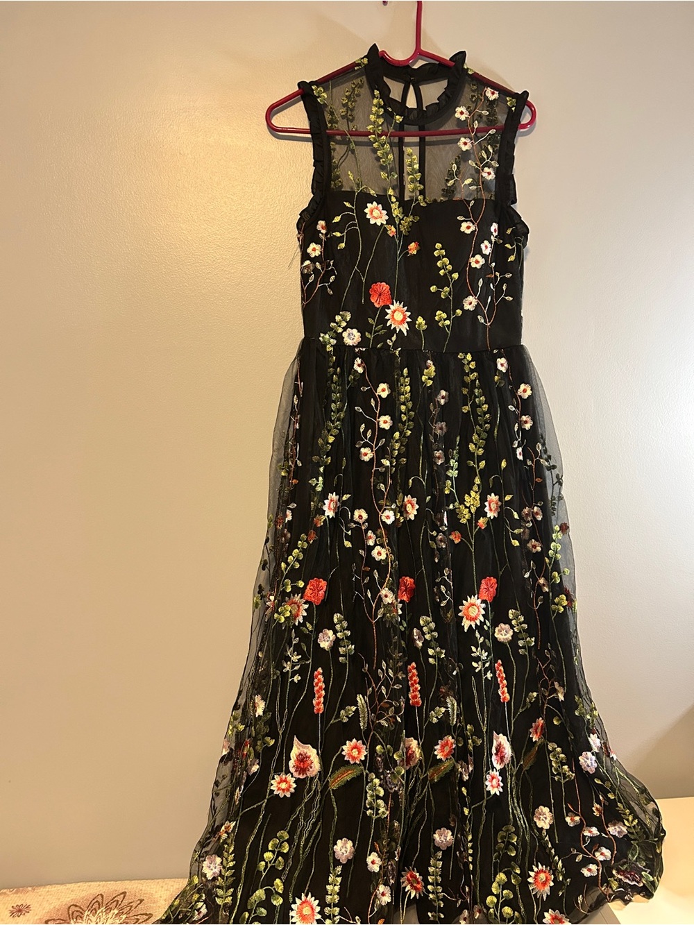 City Studio Black Floral Embroidered Tulle Party Dress Prom Formal